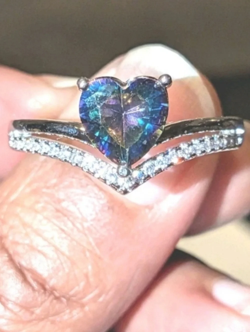 Lab-Created Multicolored 3ct Heart Cut Women's Engagement Ring White Gold Plated